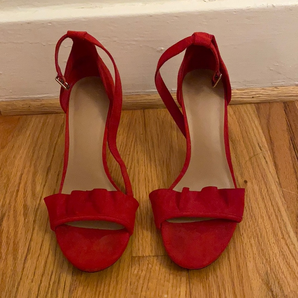 Size 7.5 - Red Suede Strappy Heels